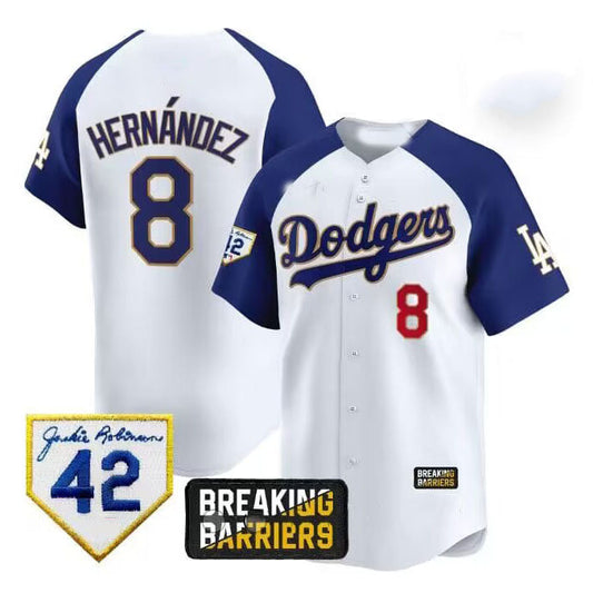 Los Angeles Dodgers  #8 Enrigue Hernandez White Stitched Baseball Jersey