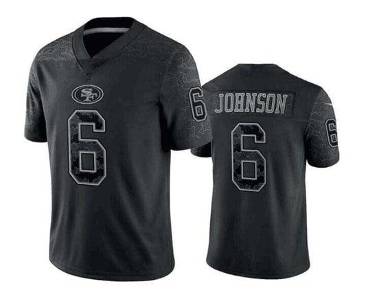 SF.49ers #6 Johnson Black RFLCTV Limited Jersey Stitched American Football Jerseys