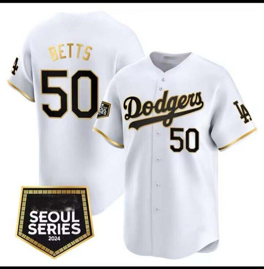 Los Angeles Dodgers #50 Mookie Betts 2024 World Tour Seoul Series Home Limited Player Jersey - White Stitches Baseball Jerseys