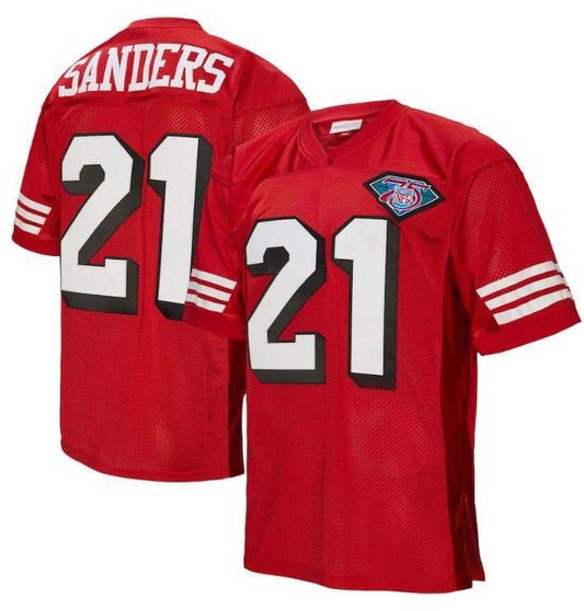 SF.49ers #21 Deion Sanders Mitchell & Ness Scarlet 1994 Authentic American Football Jerseys