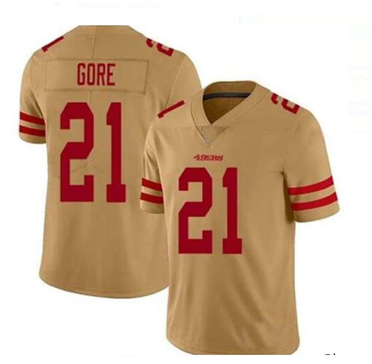 SF.49ers #21 GORE Gold Inverted Legend Jersey Stitched American Football Jersey