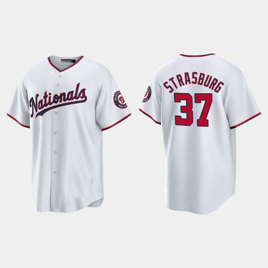 WASHINGTON NATIONALS #37 STEPHEN STRASBURG REPLICA ALTERNATE JERSEY ¡§C WHITE Baseball Jerseys