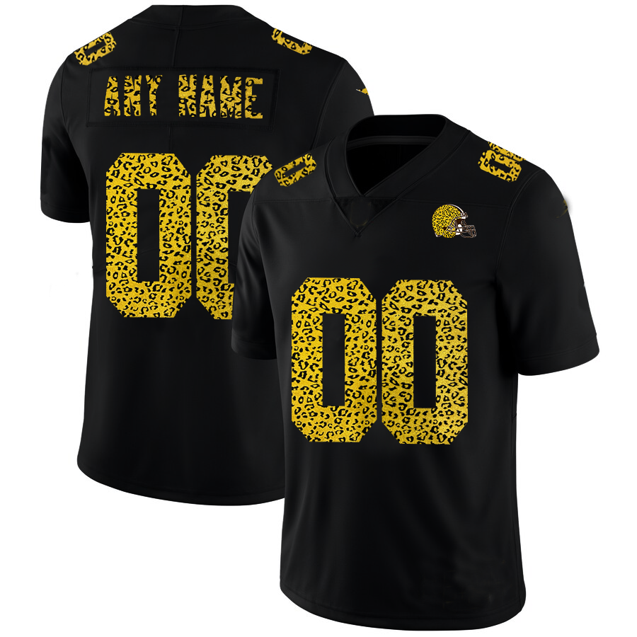 Custom  C.Browns Leopard Print Fashion Vapor Limited Jersey Black Stitched American Football Jerseys
