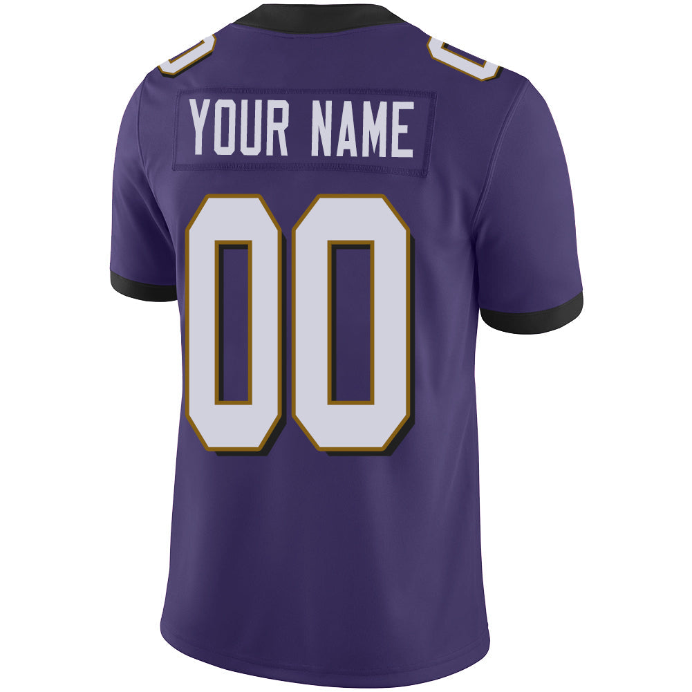 Custom B.Raven Men's American Purple Vapor Limited Stitched Football Jersey