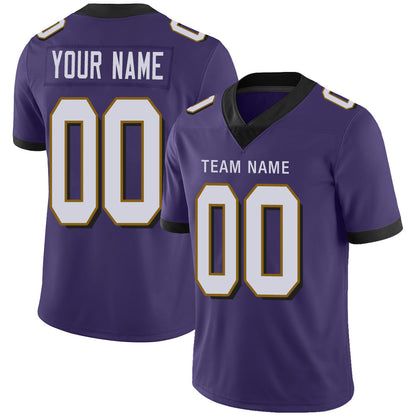 Custom B.Raven Men's American Purple Vapor Limited Stitched Football Jersey