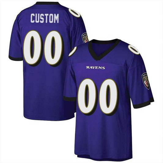 Custom B.Raven Throwback Baltimore Ravens Stitched Purple M&N Retired Football Jersey