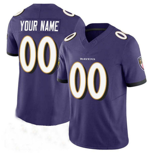 Custom B.Raven 2024 Baltimore Ravens Purple Vapor F.U.S.E. Limited Jersey American Football Stitched Jerseys