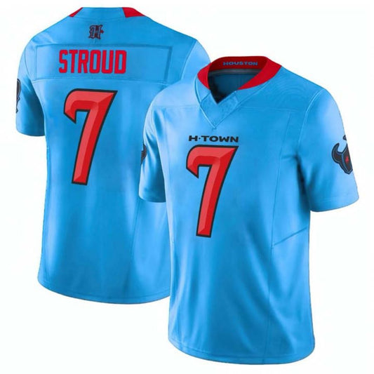 H.Texans #7 C.J. Stroud Light Blue Stitched 2024 Vapor F.U.S.E. Limited Jersey
