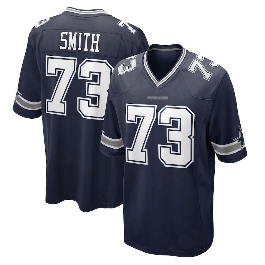 D.Cowboy New Number #73 Tyler Smith Jerseys Navy Football Jersey
